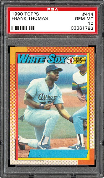 1990 topps frank thomas no name on front psa 10