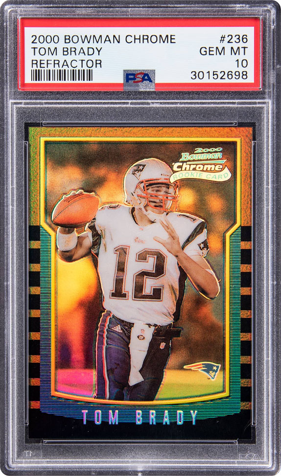 2000 bowman chrome refractor tom brady psa 10