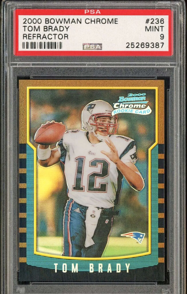 2000 bowman chrome refractor tom brady rookie card