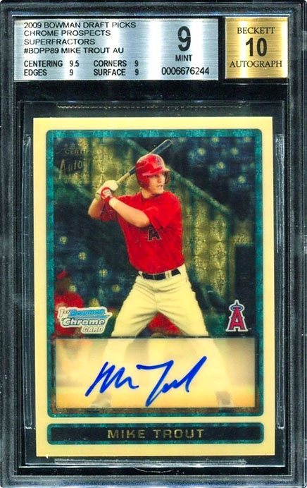 2009 bowman draft picks mike trout superfractor auto