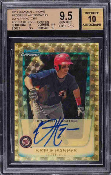 2011bowman chrome bryce harper superfractor auto rc