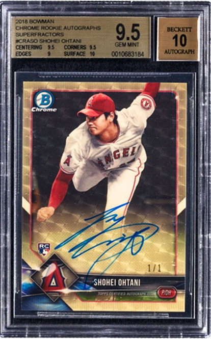 2018 bowman chrome shohei ohtani superfractor autograph